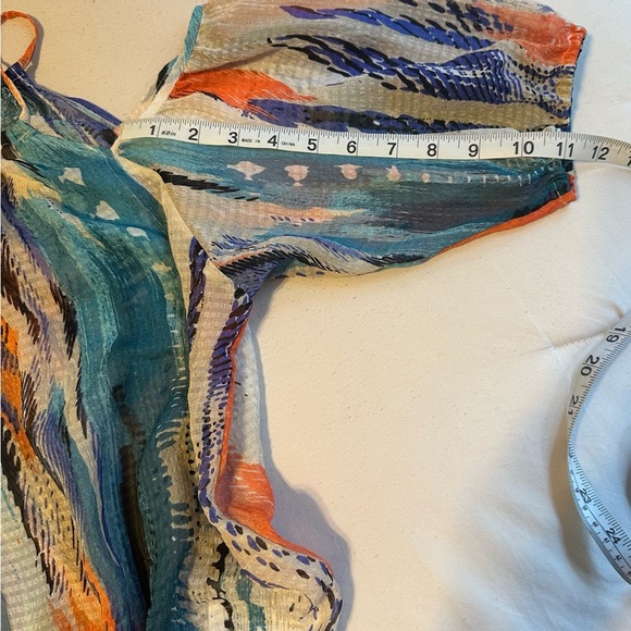 Guess Sleeveless Off-Shoulder Blouse Blue and Orange - Picture 5 of 9